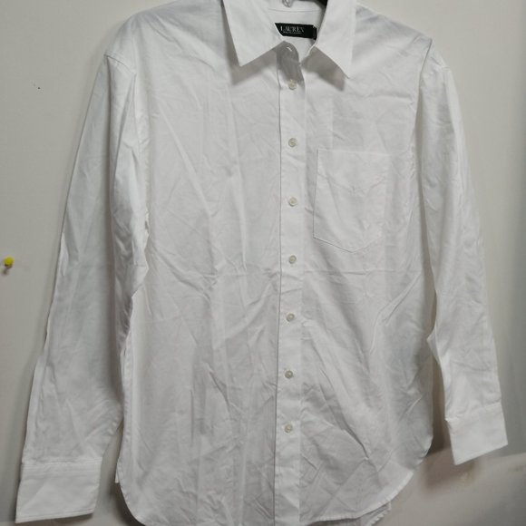 BNWT Lauren by Ralph Lauren Men's Polo Long Sleeves White Size Small - Picture 3 of 5